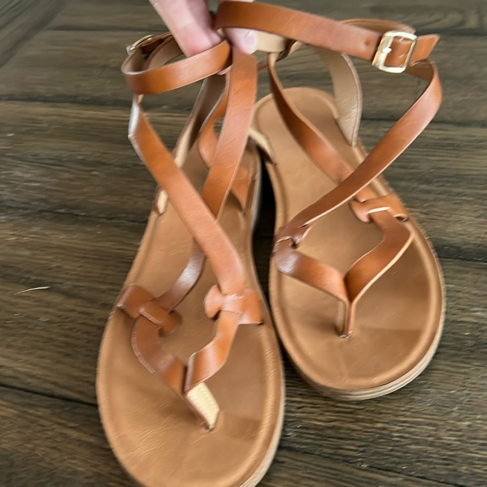 Cognac ankle strap, sandals